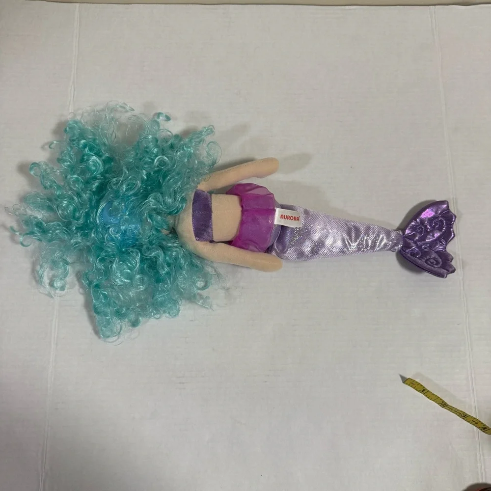 Mermaid Plush Doll with Turquoise Hair and Purple Tail 17”